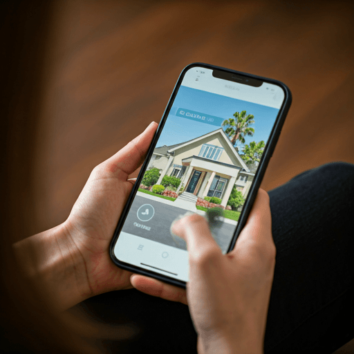 Person using a smartphone app for real estate